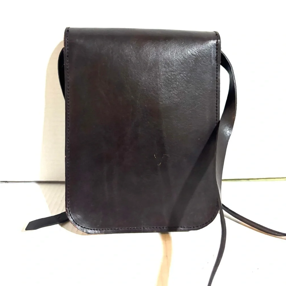 Handmade Elegant Brown black Leather Crossbody Bag